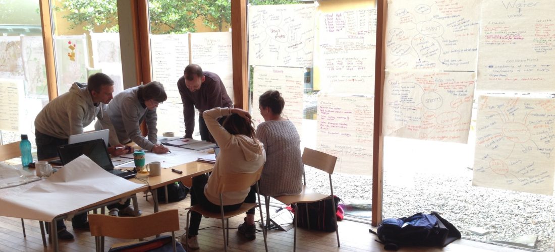 Students working in the Garden Room
