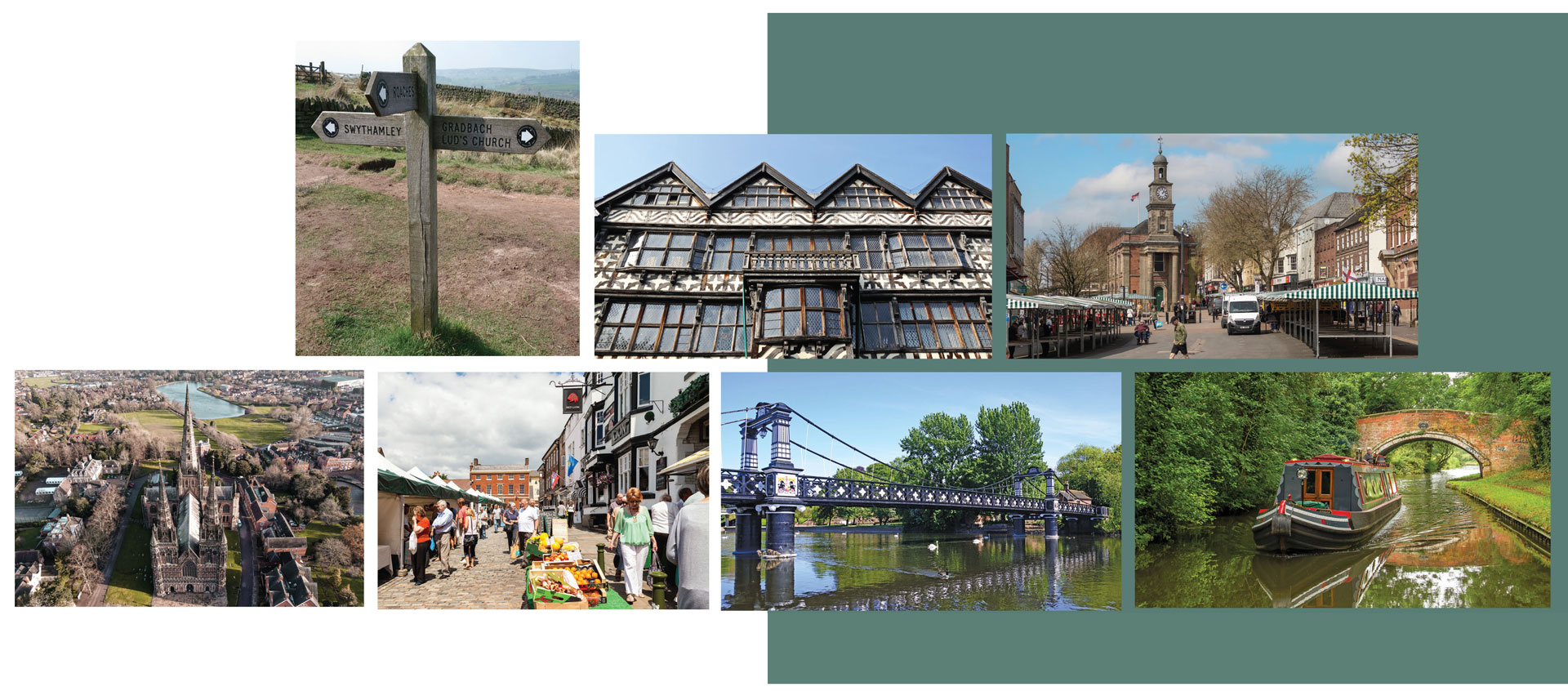 Collage o adeiladau ‘Gweithredu gyda’n gilydd ar Ddatganiadau Argyfwng Hinsawdd